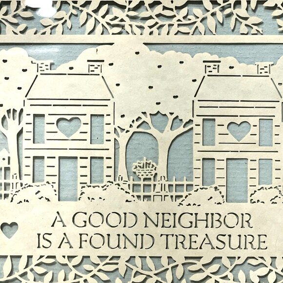 Scherenschnitte A Good Neighbor is a Found Treasure Handmade Gift Framed Art - Picture 2 of 6